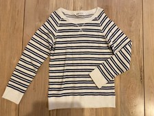Cream Navy Stripe Boys Thin Cotton Nautical Golf Style Sweater Size 6-8yr