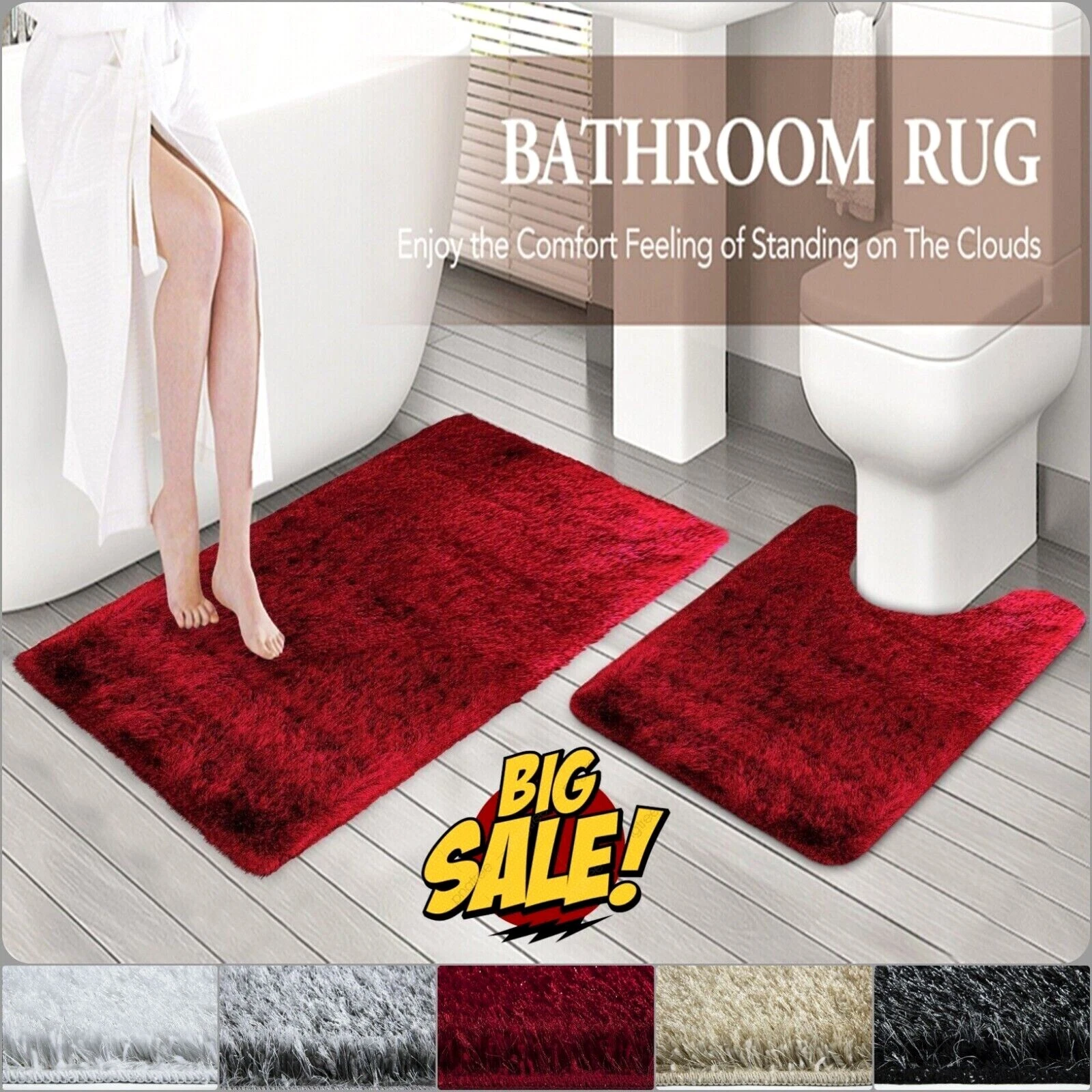 2 Piece Sparkle Style Bath Mat Soft Pedestal Set Non Slip Toilet Bathroom Rugs*
Opens in a new windo