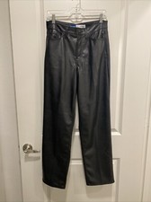 Old Navy Black High Rise OG Loose Leg Faux Leather Pants Size 6