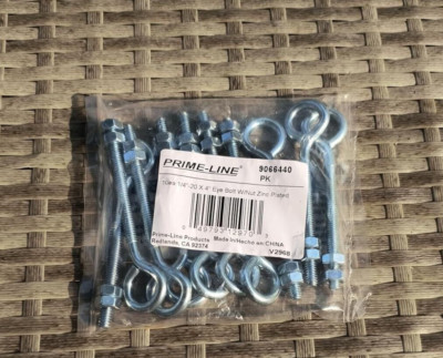 10-pack Heavy-Duty Eye Bolts With Nuts, 1/4 inch-20 X 4 inch, Zinc Plated Steel