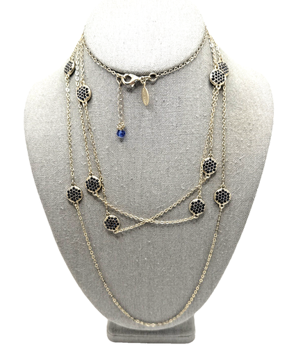 New WHITE HOUSE BLACK MARKET Blue Rhinestone Station Necklace Convertible Layers - 第 9/10 張圖片