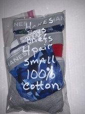 Hanes boys Small Cotton stretch Briefs 4 Pair NO PACKAGE multi colored BRIEFS