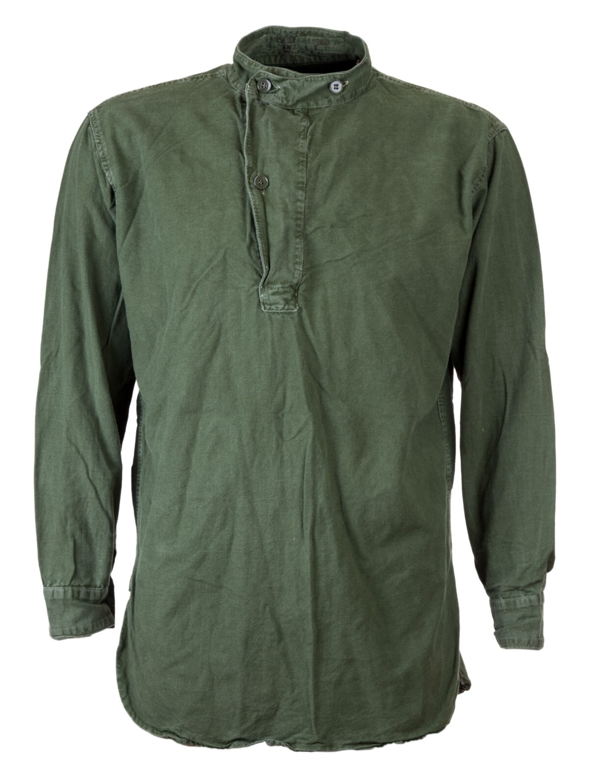 Amplio Camisa Artista Ropa de Trabajo Vintage Henley Cuello Mao 100% Algodón