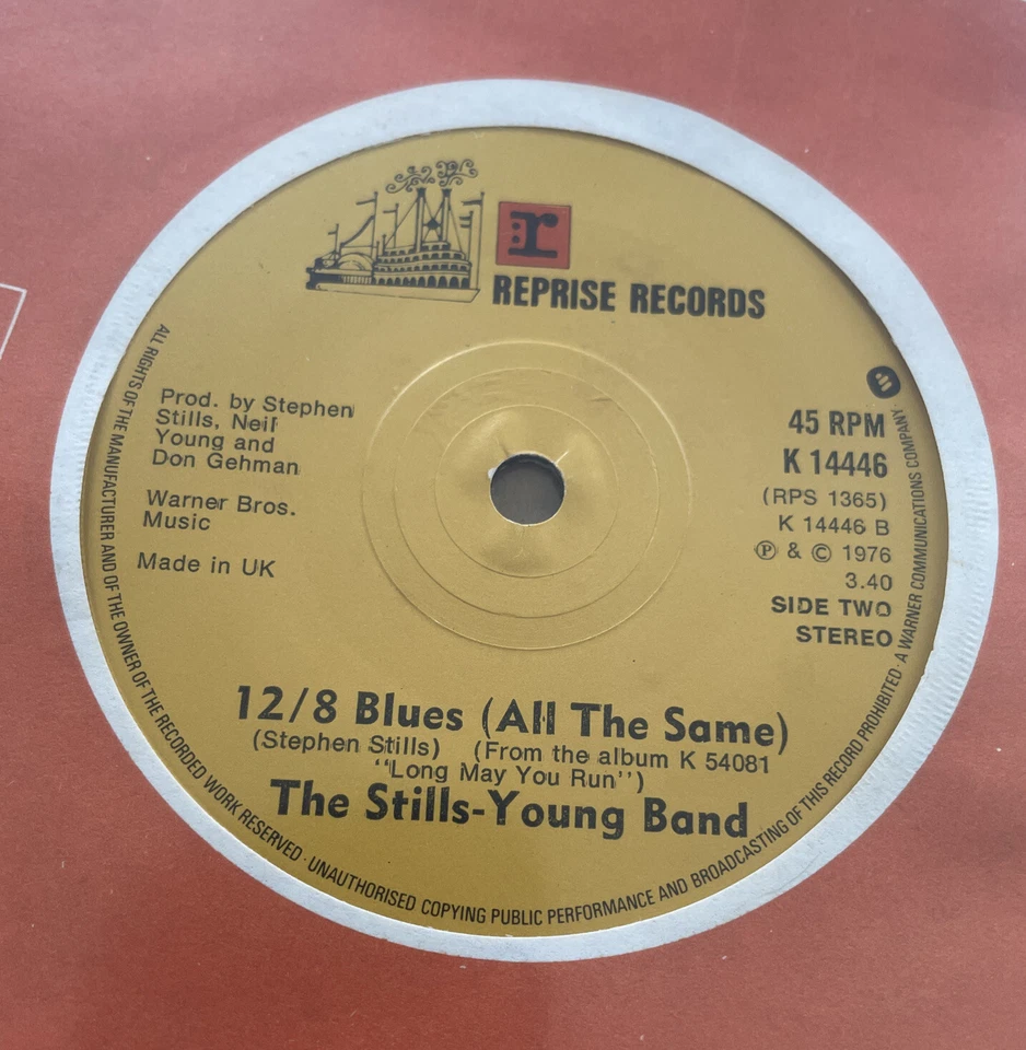 The Stills-Young Band-Long May You Run-1976 Vinyl 7”-Reprise K 14446-UK EX - Image 3 of 3
