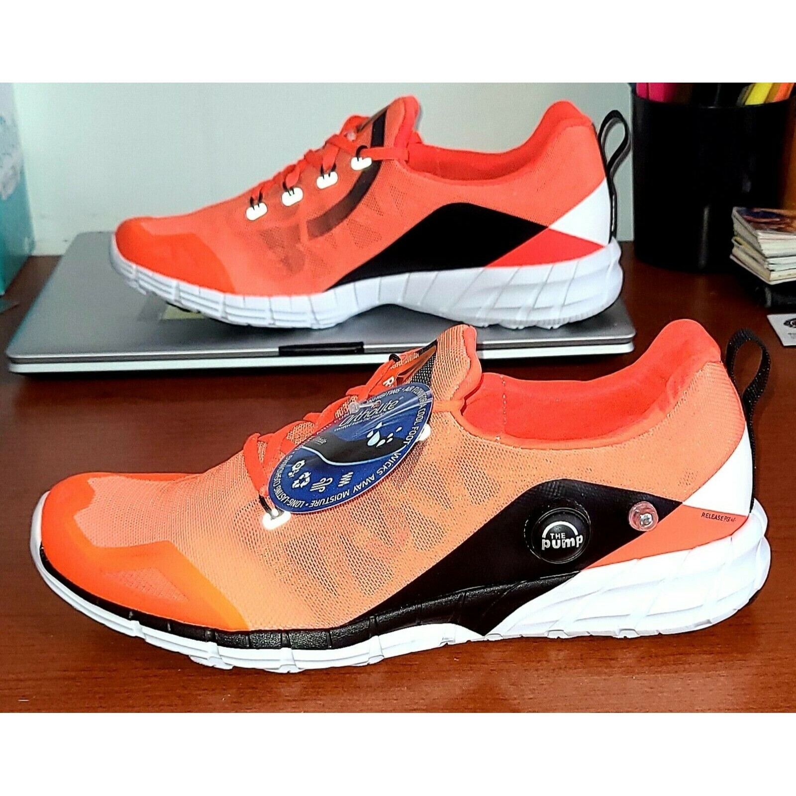 Men's Reebok Sz. 6 Shoes The Pump orange Ortholite running sneakers.