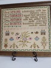 Vintage Cross Stitched And Embroidered Season 19 X 17 Frame