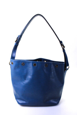 Louis Vuitton Womens Single Strap Epi Leather Noe PM Shoulder Handbag Blue