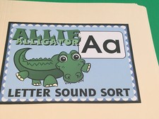Allie Alligator - Letter Aa - DIY File Folder game - Printed / Uncut