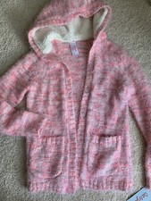 NWT Cat  Jack Girl Youth Medium Coziest Hooded Open Cardigan Sweater Pockets