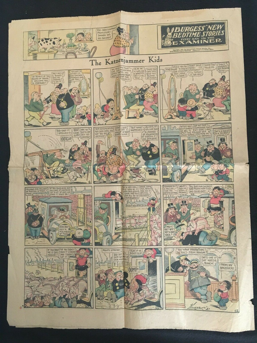 Four Comic Strip Pages from the 1921 Los Angeles Examiner