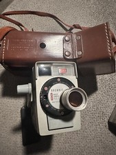 Kodak Brownie 8 Movie Camera F/2.7 8MM 1960s with field case. Camera still spins