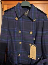 Holland Cooper Heather Tartan Petite Marlborough Trench Coat Size 12