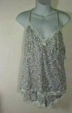Marilyn Monroe 2 pc Gray White w/ Lace Lingerie Cami Shorts Set NWT Size L