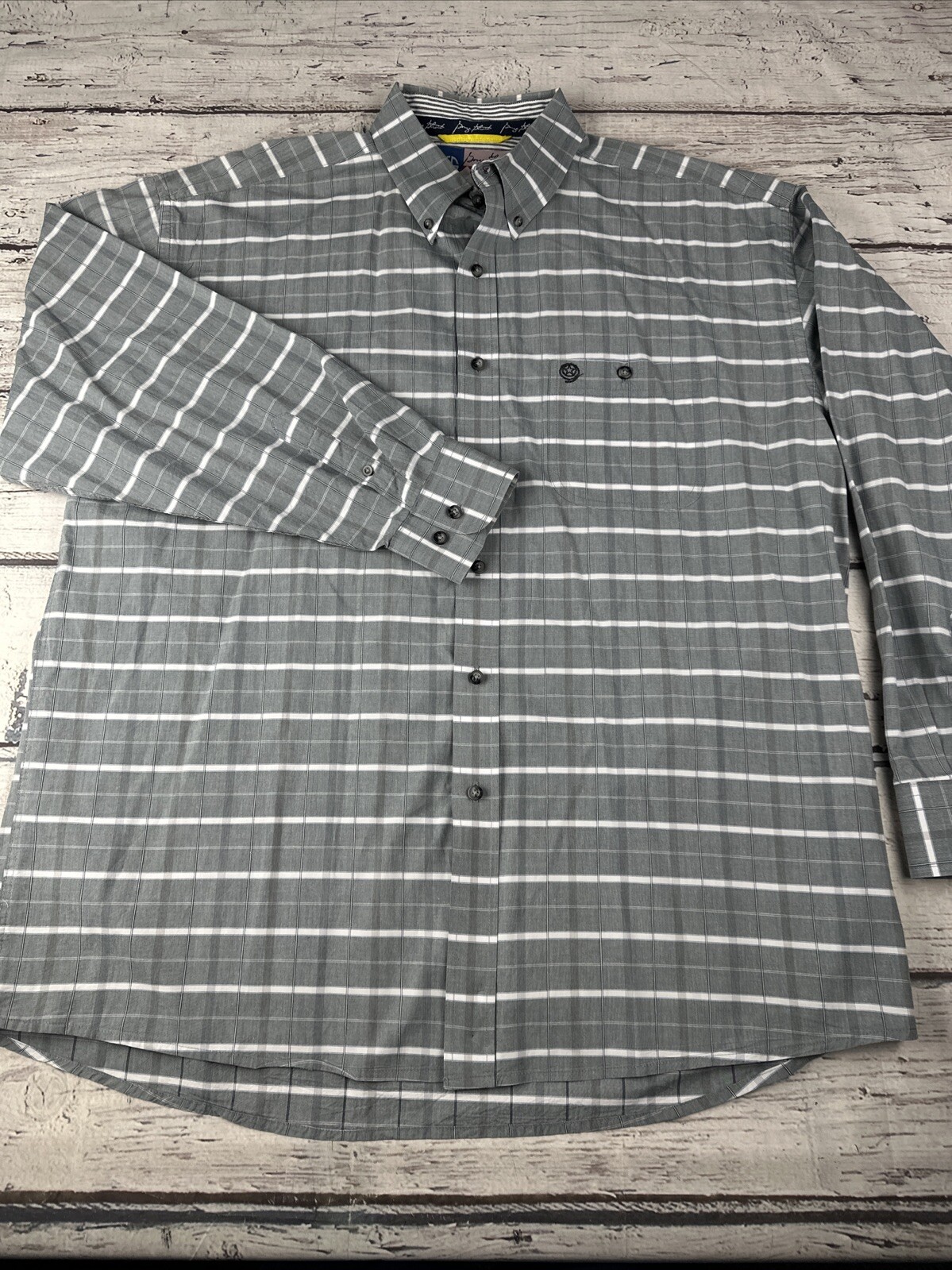 Wrangler George Strait Cowboy Cut Collection Men's Dress Shirt XXL Gray Plaid thumbnail 2