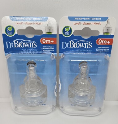 Lot of 2 Pack Dr. Brown's Level 1 Silicone Nipple -2 Pack, 4 Total 0m+