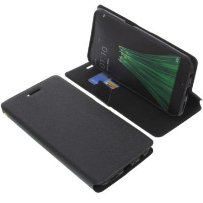 Tasche für Oppo R11 Smartphone Book-Style Schutz Hülle Handytasche Buch Schwarz
