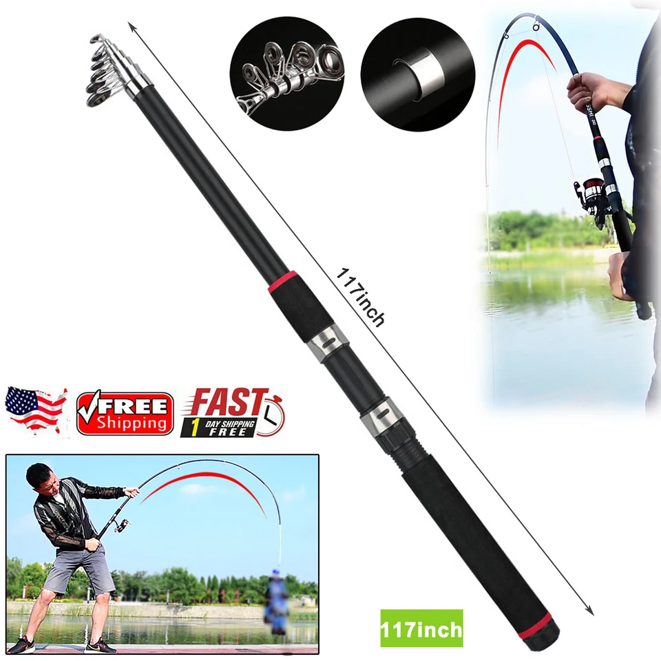 Caña de pescar de 2,0 pies soporte fuerte fibra de carbono portátil estirable ligera Foto 2 de 4