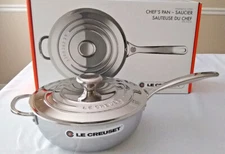 Le Creuset Tri-Ply Stainless Steel 3.5 Quart Saucier Pan with Lid * NEW *