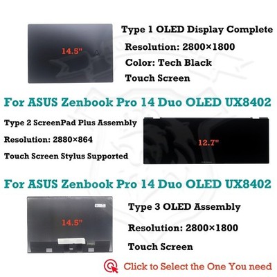 ASUS Zenbook Pro 14 Duo OLED UX8402VV LCD Display Complete Assembly Touch Screen