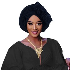 Wedding African Women Hijab Head Wrap Nigerian Multi-Layer Cap Headwear Headtie