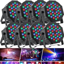8X 36 LED RGB Par Can Flat Stage Lights DMX512 DJ Disco Bar Uplighter Lighting