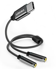 USB to Dual 3.5mm Headphone Splitter, to Dual TRRS 3.5mm Female Stereo Jack H...