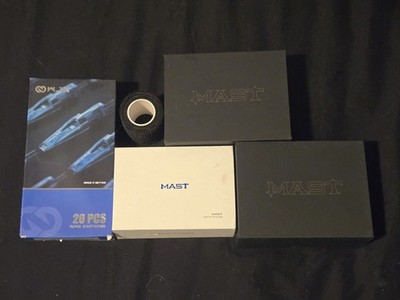 MAST Rocket Tattoo Black Kit Machine, Power Cable, 20 Acme Cartridges