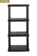 4-Shelf Plastic Storage Shelf, Black, 22" W x 14" D x 47" H Fast delivery