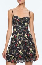 Alice And Olivia Black Floral Mini Dress Size 8 M 