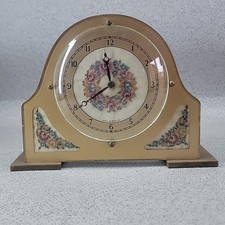Vintage Retro Floral Mechanical Mantle Clock Working Unusual
