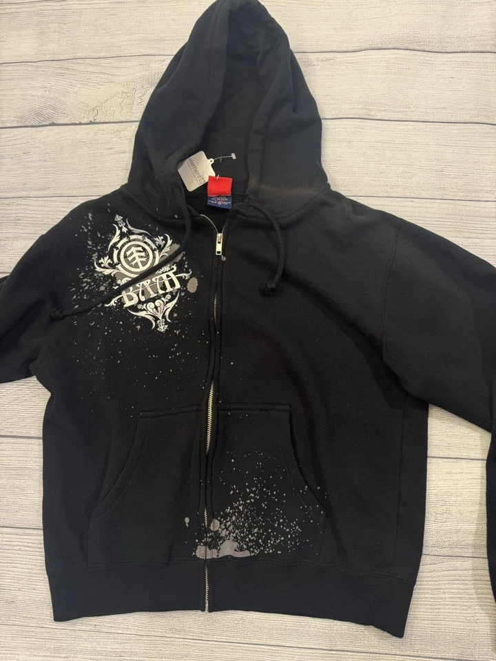 Element Hoodie Sweatshirt Womens Large Black Full Zip Graphic Skateboard - Image 4 of 4