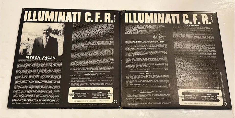 Rare ILLUMINATI C.F.R. Expose By Myron Fagan VOL 1&2 1967 Conspiracy Theory 2 LP - Imagem 2 de 3