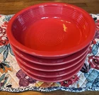 Lot Of 5 Fiesta Ware Scarlet Red 19 Oz 7” Cereal Soup Bowl Classic Rim Set