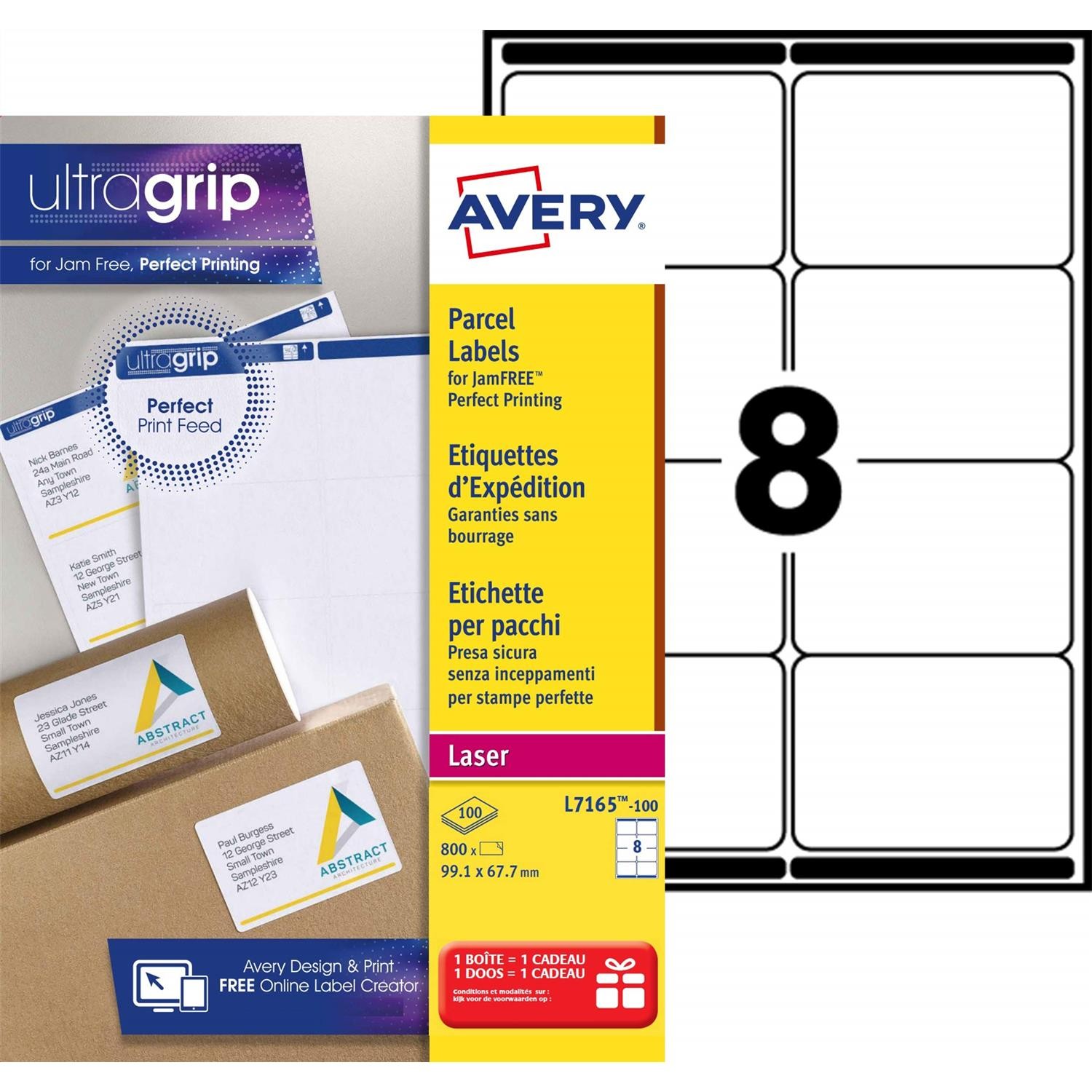 Étiquettes Avery L7165 anti-bourrage pour impression laser lot de 3 boîtes