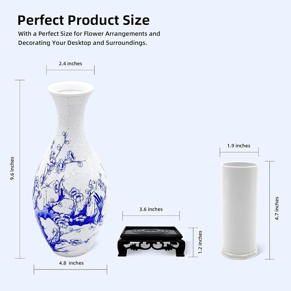 Jarrón rompecabezas 3D para adultos, kit de artesanía de 160 piezas de plástico curvas, flor única Foto 2 de 4