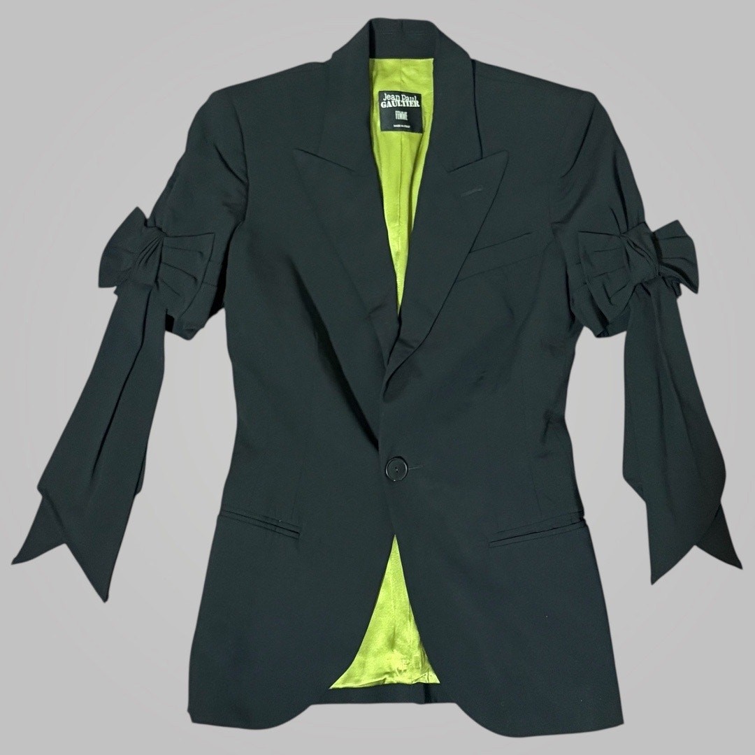 Jean Paul Gaultier JPG Archive Bow Sleeve Blazer Black Wool Silk