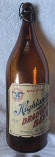 Vintage Empty 64 OZ. Highlander Draught Beer Bottle Missoula Brewing Company
