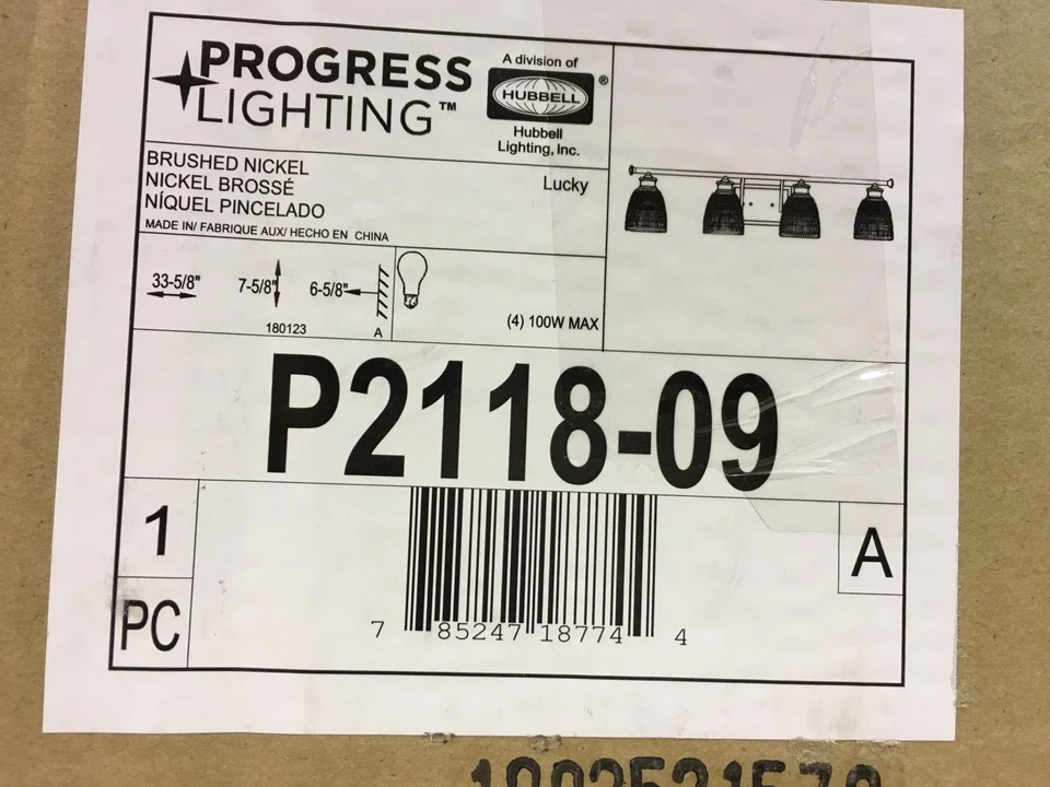 Luz de tocador de baño de níquel cepillado Progress Lighting P2118-09 Lucky 4 luces Foto 2 de 3