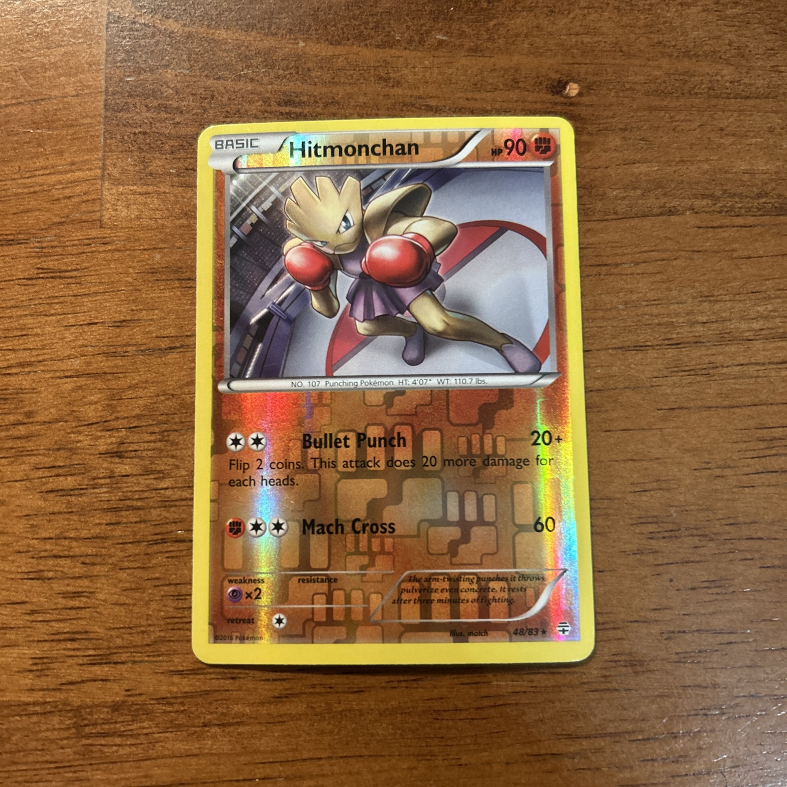 Pokemon Card Hitmonchan Generations Reverse Holo Rare 48/83 Near Mint