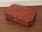 Vintage Burl veneer Powell Jewelry Box 12"x 8"x 3" w/ Green Velvet Lining