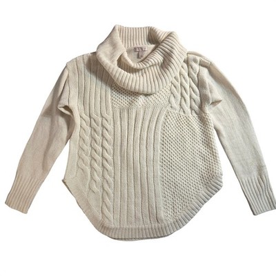 Cb Established 1962 Cream w metallic gold thread Cowl Neck Sweater Size Large