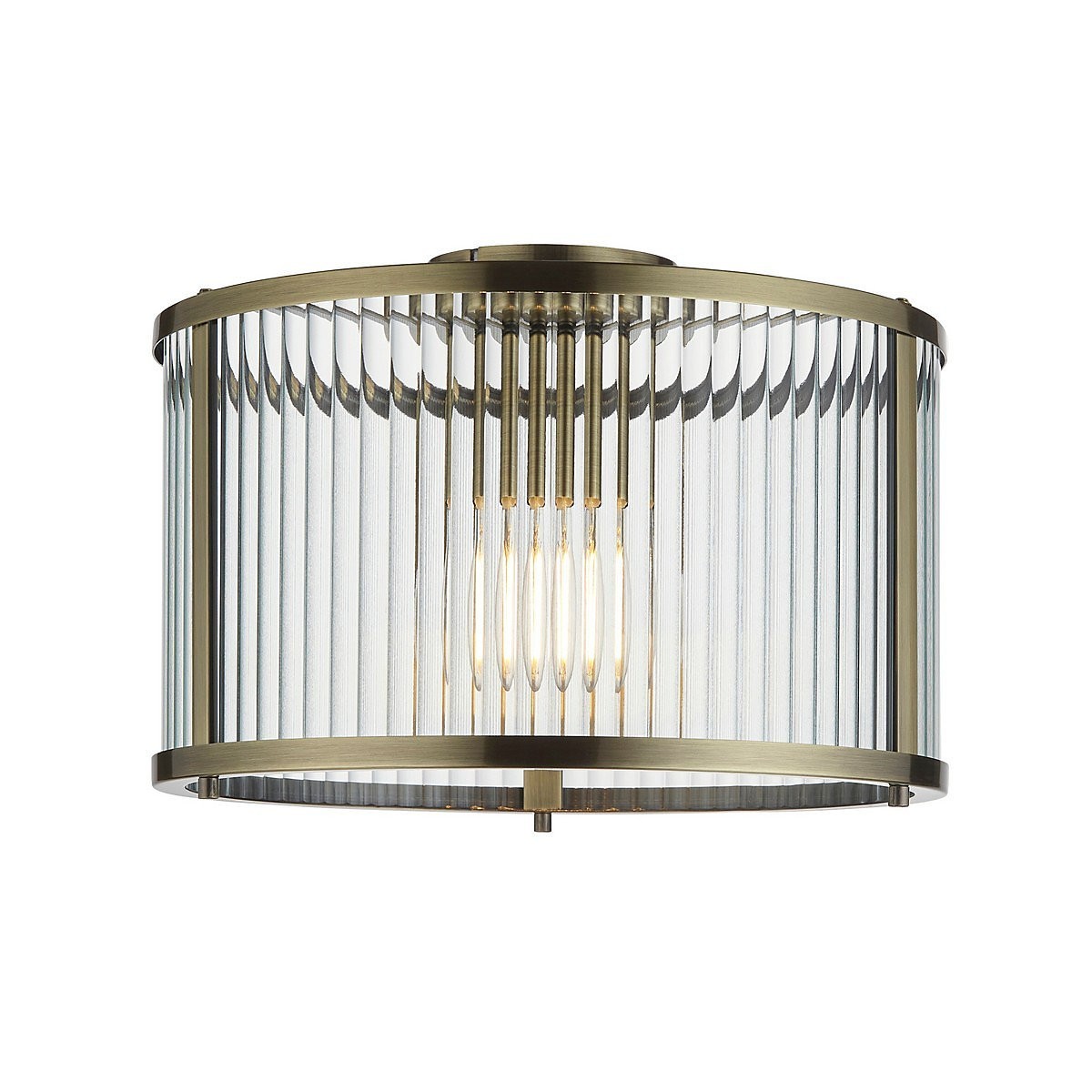 Luminosa Ridgeton Decorative Flush Ceiling Lamp Antique Brass RRP £112