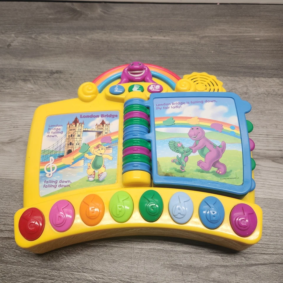 Винтаж 2001 Mattel Barney Музыкальные Детские Рифмы Фортепиано Книга Рабочая Игрушка Как Новая - Изображение 2 из 4