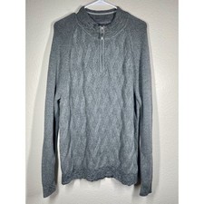 Tommy Bahama Gray 1/4 Zip Pullover Knit Cotton Sweater Men's Size Large
