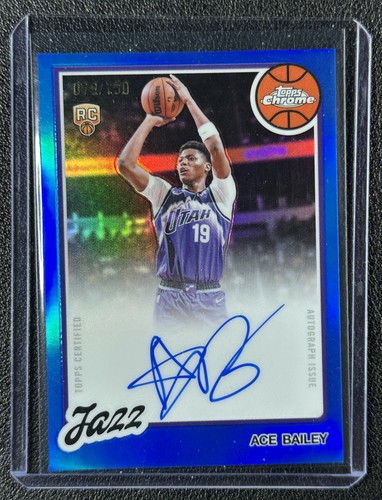 ACE BAILEY 2025-26 TOPPS CHROME UPDATE 1980-81 BLUE REFRACTOR RC AUTO 79/150