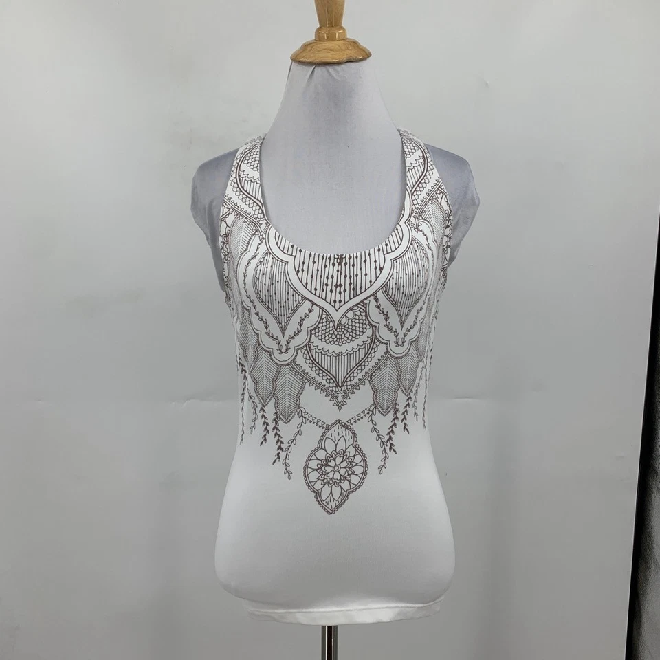 Camiseta sin mangas Prana para mujer S pequeña multi respiración cuello ganchillo espalda deportiva sujetador incorporado Foto 2 de 4