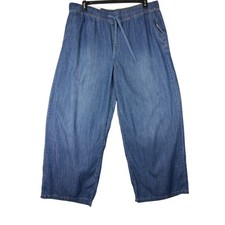 Nine West XXL Lightweight Denim Wide Leg Pants Dark Wash Blue SDNWB3326 NWT