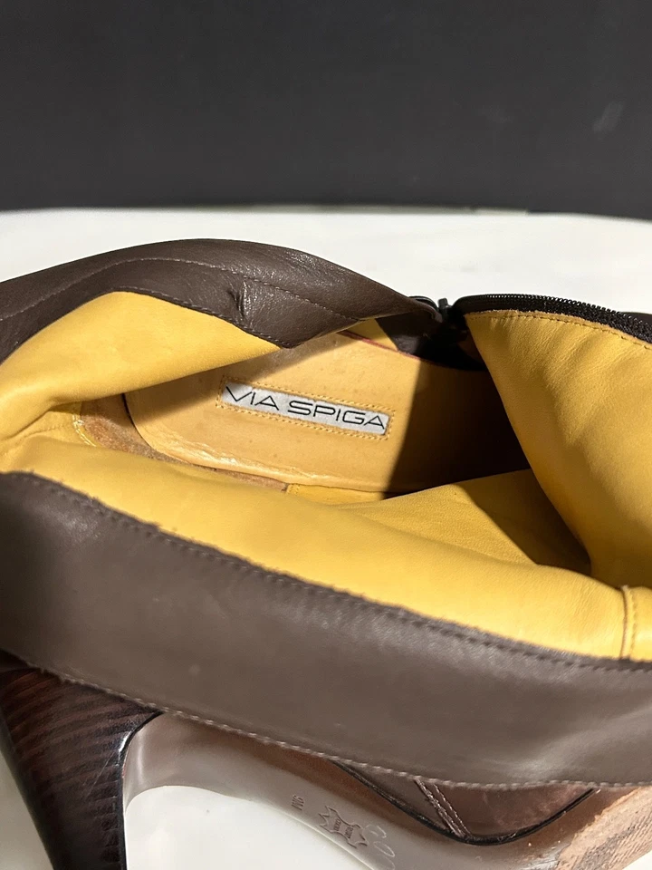 VIA SPIGA размер 9 носили один раз коричневой кожи середины икры 3-3/4» каблука ботильоны - Изображение 2 из 4
