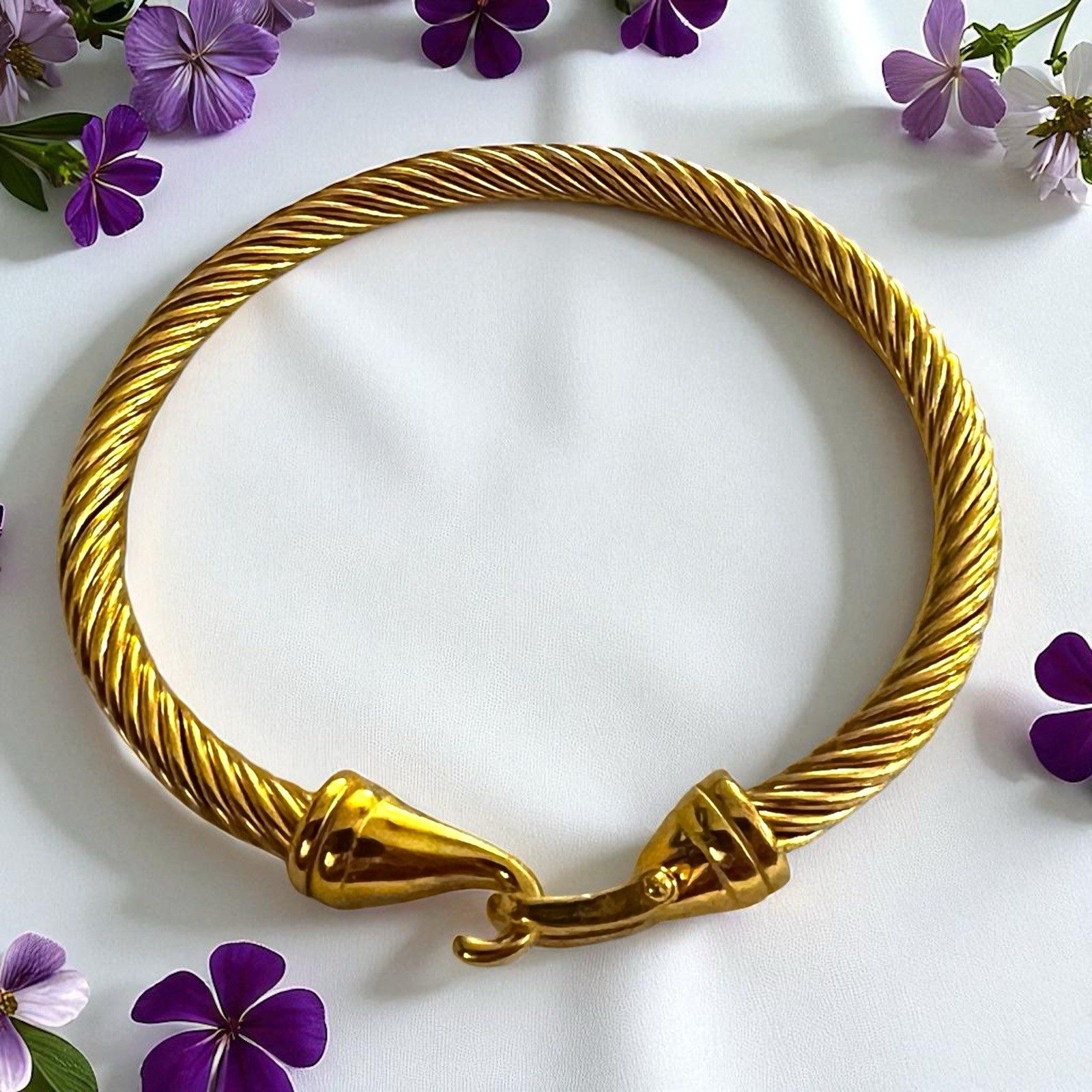 Twisted Cable Bracelet Cable Cuff  Hook Bangle Go… - image 10