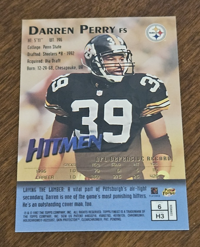 Topps 1997 Hitmen - Darren Perry #6 Pittsburgh Steelers | eBay